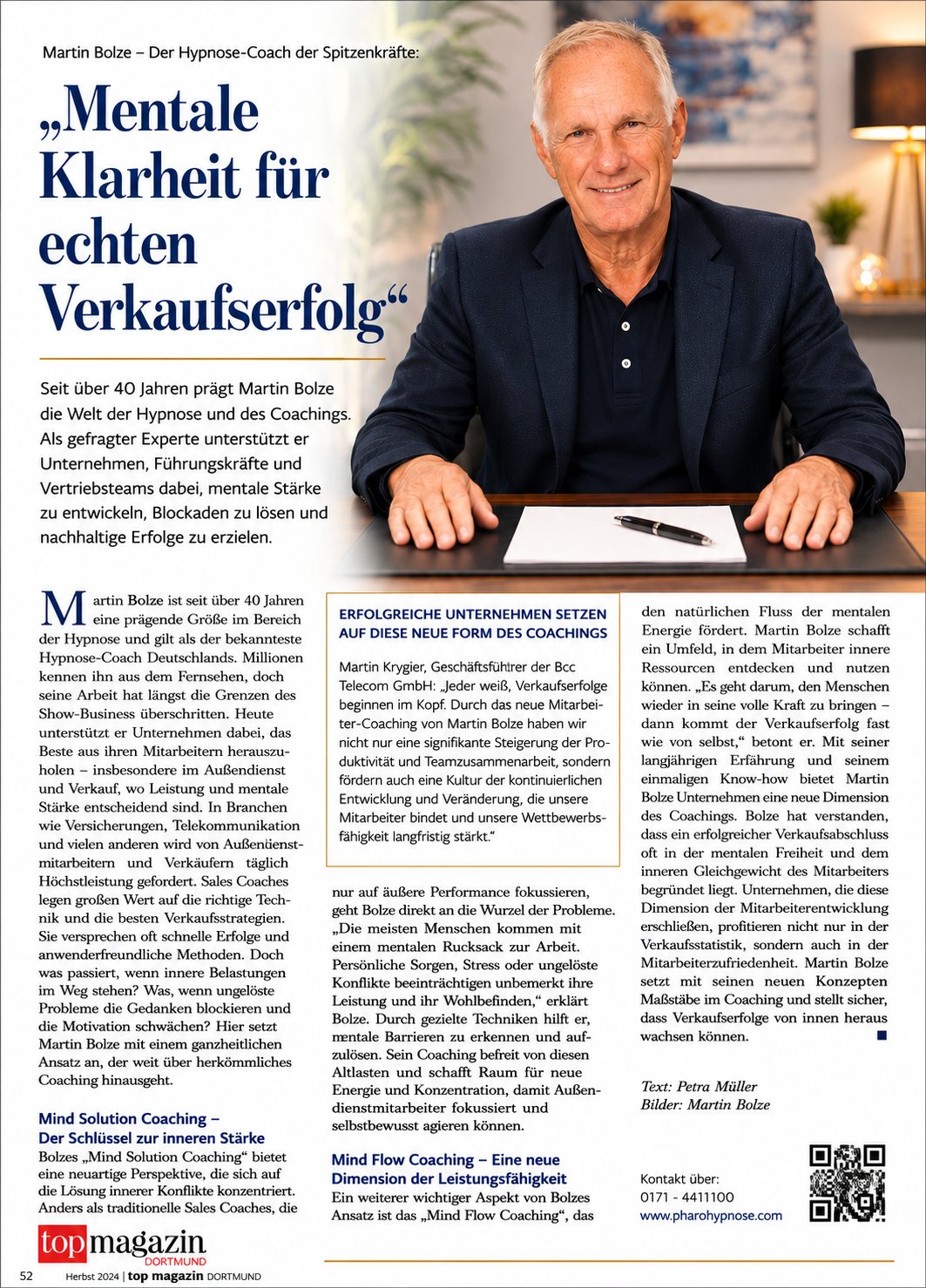 top magazin Dortmund: Martin Bolze, der Hypnose-Coach der Spitzenkräfte