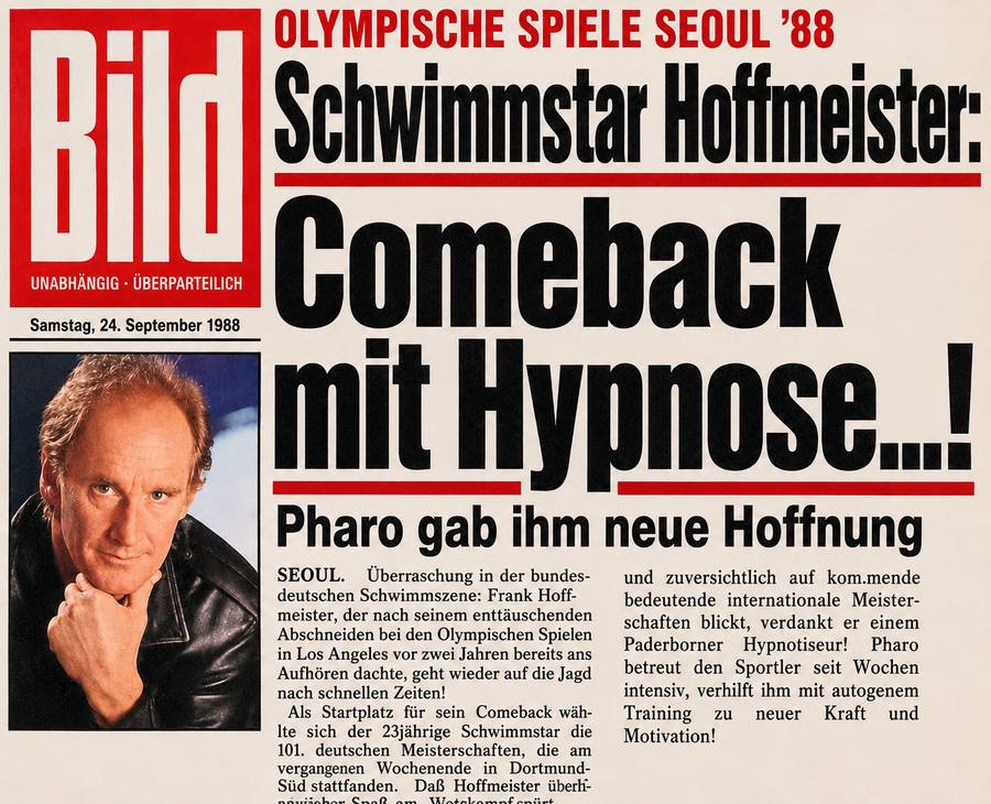 BILD-Titelseite: Schwimmstar Hoffmeister Comeback mit Hypnose, 1988