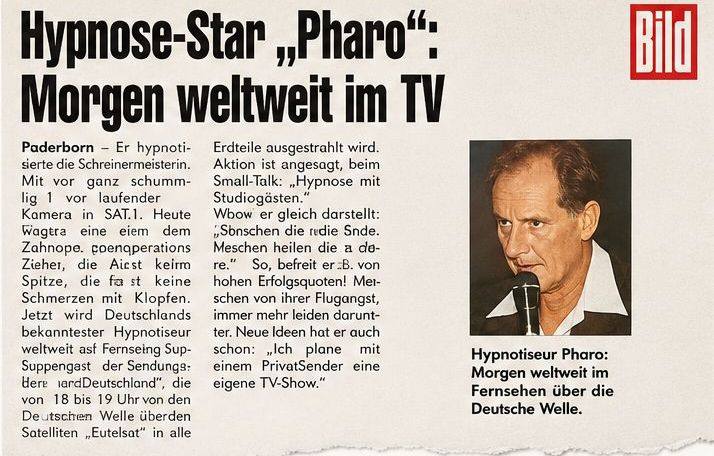 BILD: Hypnose-Star Pharo, weltweit im TV