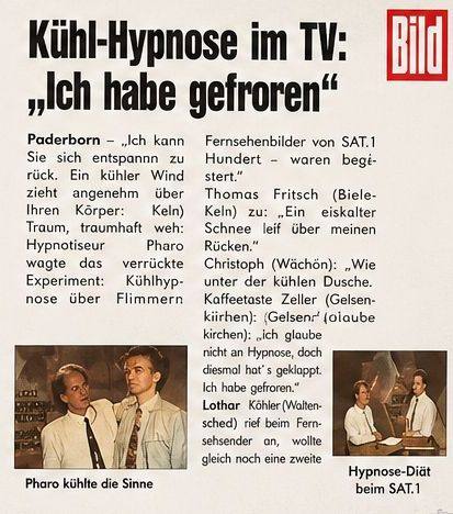 BILD: Kühl-Hypnose im TV, Ich habe gefroren